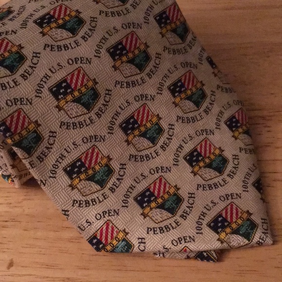 Pebble Beach 100th US Open Golf Print Mens Silk Necktie - Picture 2 of 8